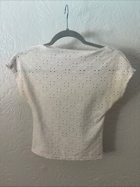 Women’s White Eyelet Backless Top